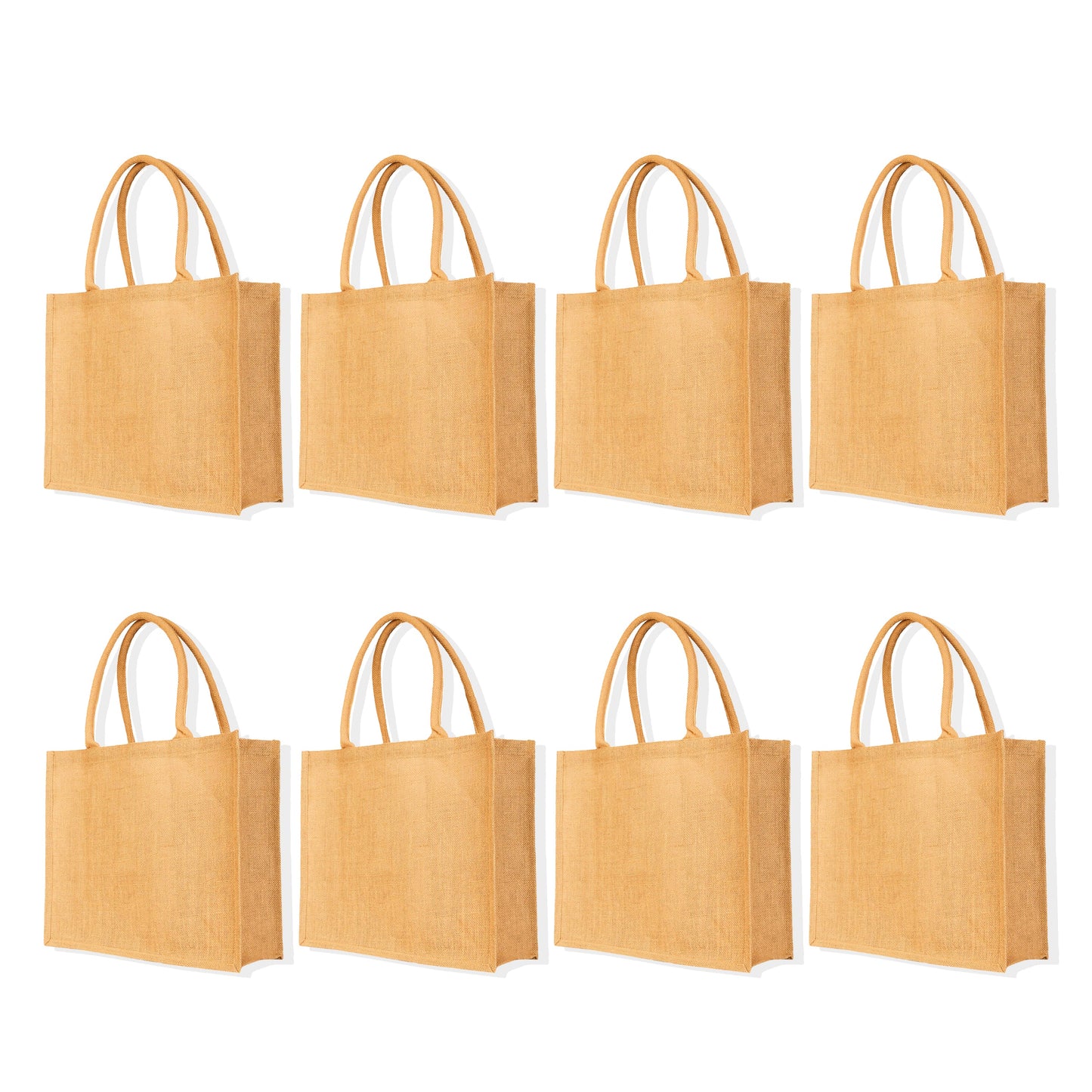 Reusable Jute Tote Bags – Burlap Shopping & Gift Bags for Women, Weddings, DIY Crafts, Grocery & Kitchen Use (Set of 8)