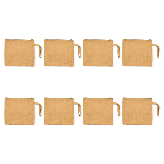 Jute Small Travel Pouch Zipper DIY Craft Pouches Pencil Case for Makeup Cosmetic Toiletry Stationary Storage (Set of 8)