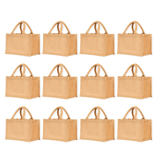 Reusable Jute Tote Bags – Burlap Shopping, Weddings, Valentine’s, Mother’s Day & Beach Parties (Packs of 12)
