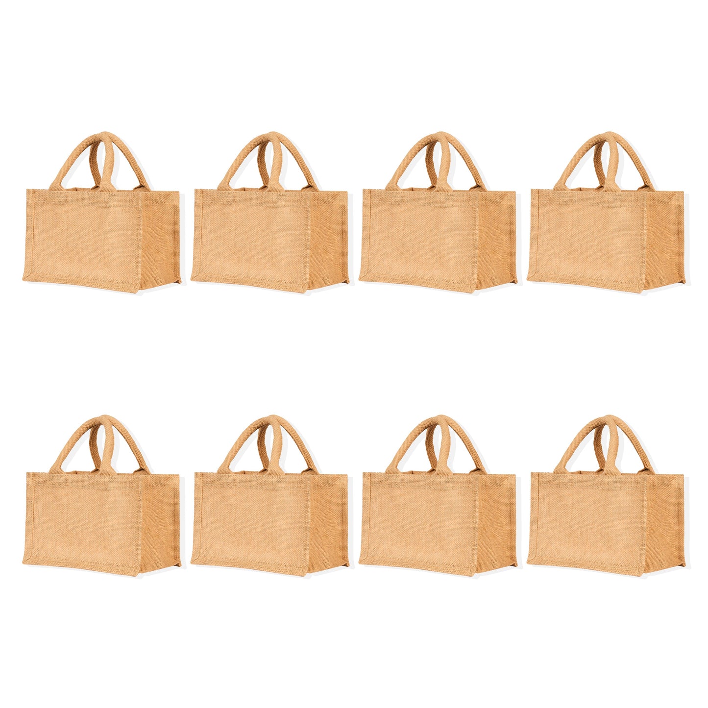 Reusable Burlap Tote Bags with Handles – Wholesale Jute Gift Bags for Shopping, Weddings, DIY & Beach Parties (Packs of 8)