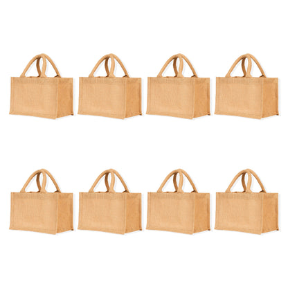 Reusable Burlap Tote Bags with Handles – Wholesale Jute Gift Bags for Shopping, Weddings, DIY & Beach Parties (Packs of 8)