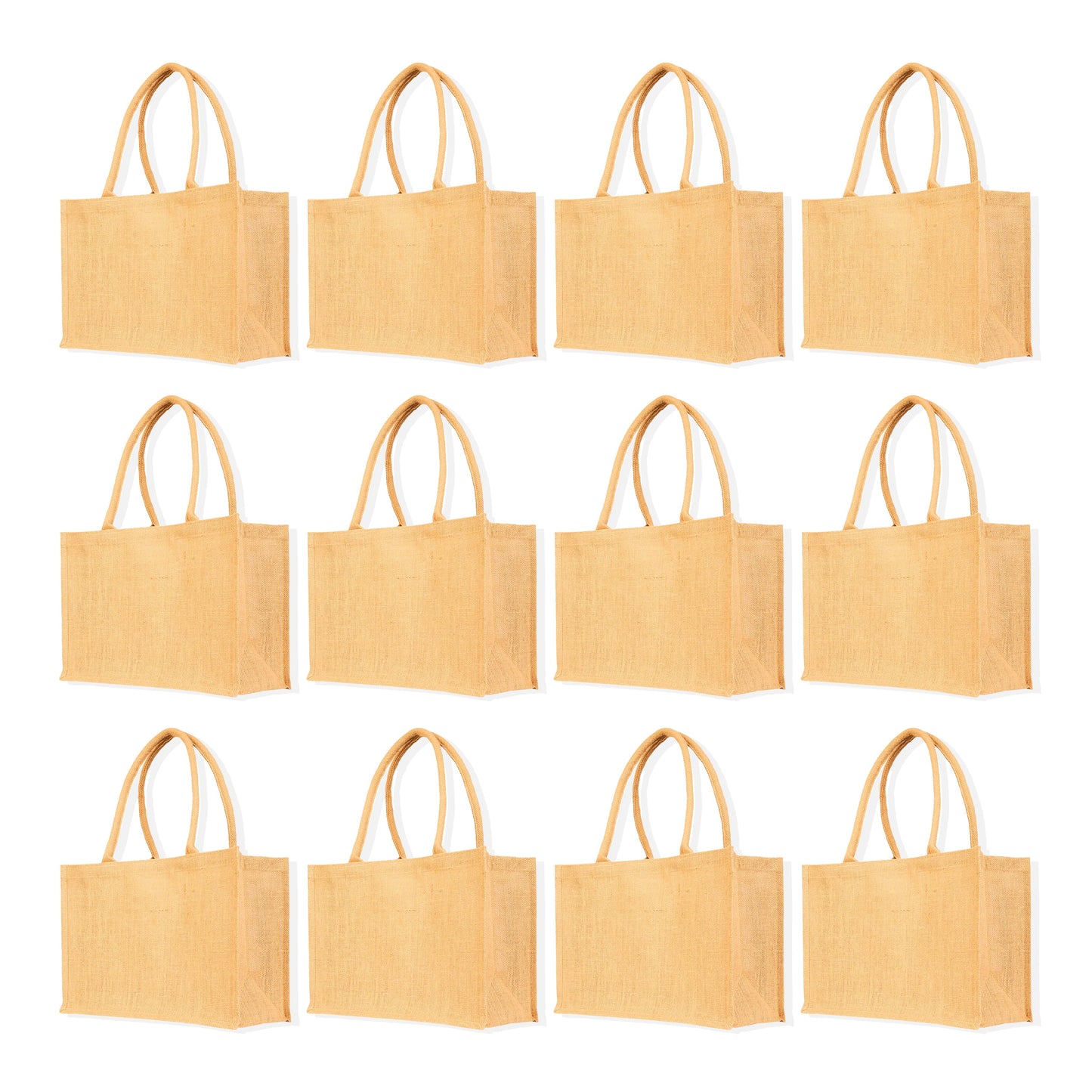 Reusable Jute Tote Bags – Wholesale Burlap Gift Bags for Shopping, DIY, Weddings, & Beach Events (Packs of 12)