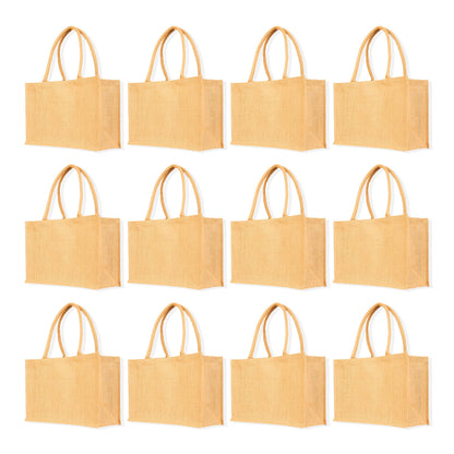Reusable Jute Tote Bags – Wholesale Burlap Gift Bags for Shopping, DIY, Weddings, & Beach Events (Packs of 12)