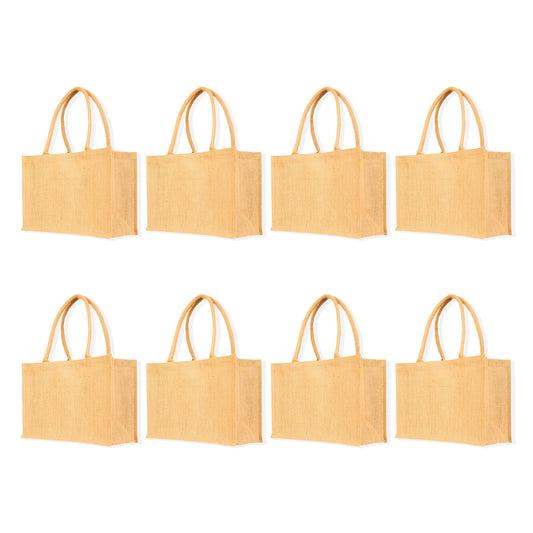 Reusable Jute Tote Bags – Burlap Shopping, Weddings, Bridesmaids, Valentine’s, Mother’s Day & Beach Parties (Set of 8)