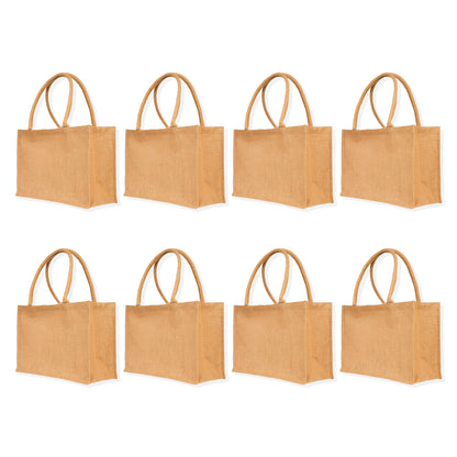 Wholesale Natural Jute Tote Bags – Reusable & Stylish for DIY, Weddings, Groceries, Beach Trips & Promotions (Packs of 8)