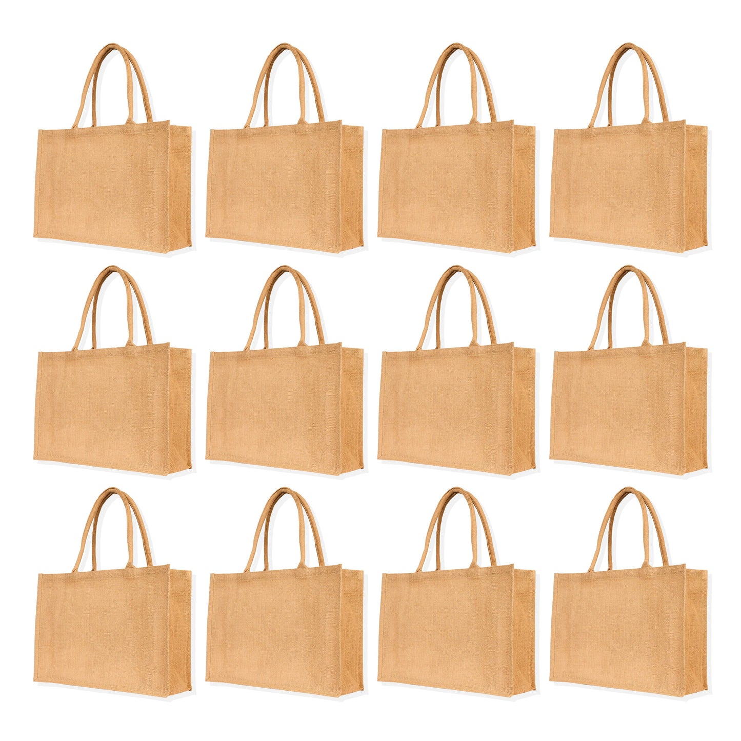Jute Tote Bags – Reusable Burlap Shopping Bags, Weddings, DIY Crafts, Gifts, and Kitchen Groceries (Packs of 12)
