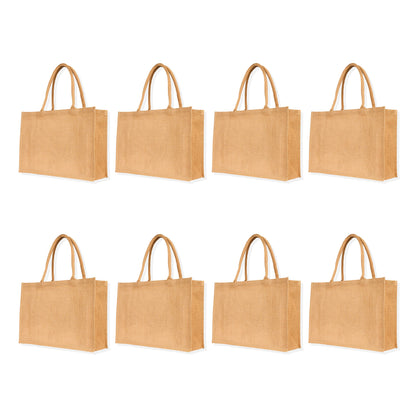 Jute Tote Bag, Reusable Wholesale Shopping Bags Burlap Gift Bags, Grocery Bags for Women Wedding DIY Art Crafts (Set of 8)
