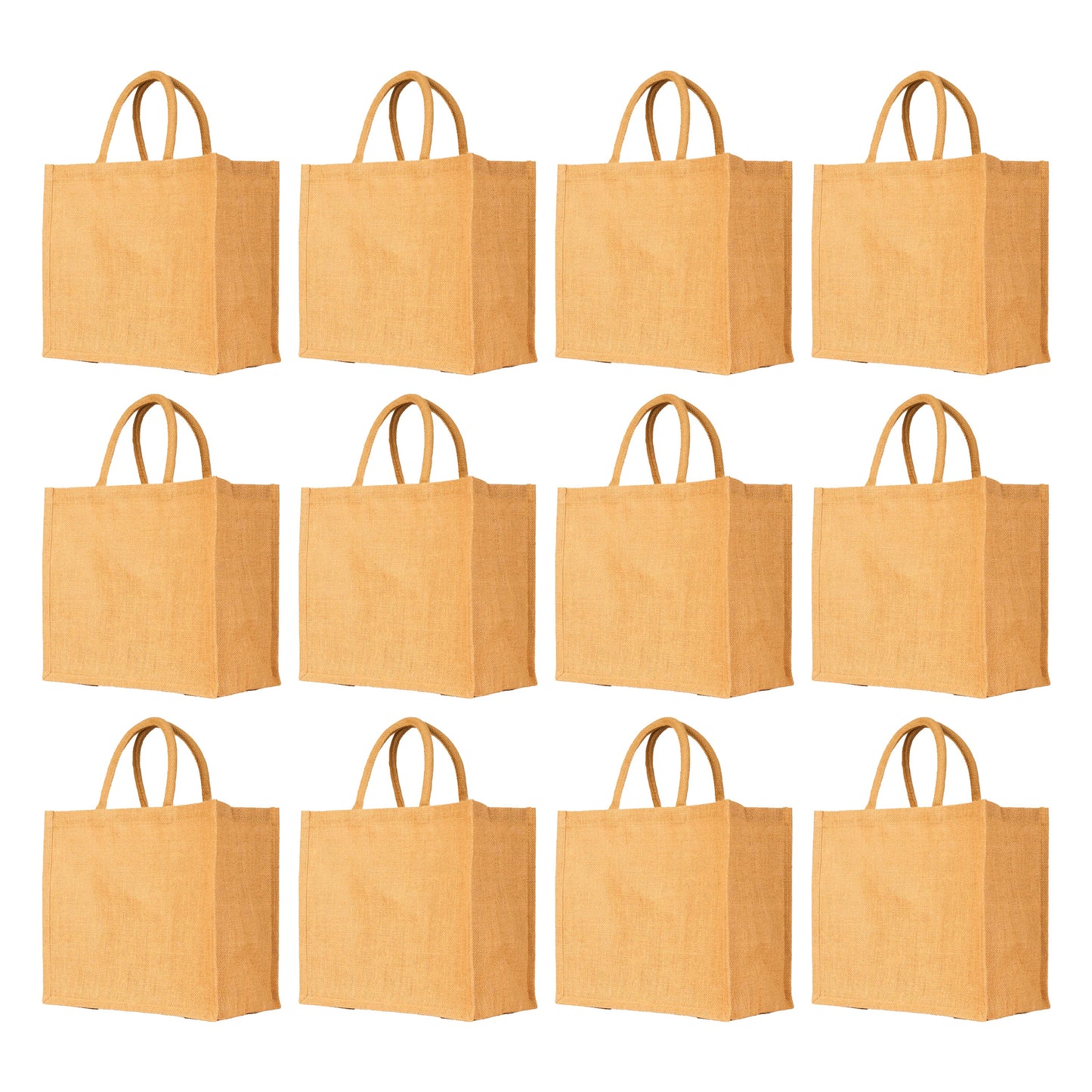 Bright Jute Tote Bags – Reusable Burlap Totes for Daily Use, Shopping, Travel, Holidays & Special Events (Set of 12)