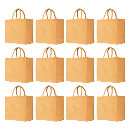 Bright Jute Tote Bags – Reusable Burlap Totes for Daily Use, Shopping, Travel, Holidays & Special Events (Set of 12)