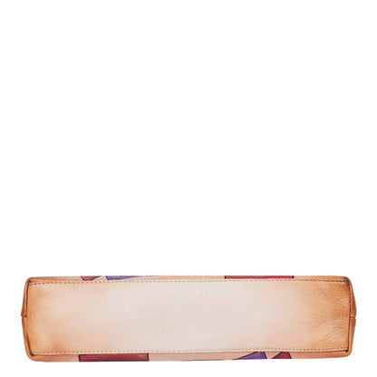 Stylish Hand-Painted Brown Leather Tote Bag