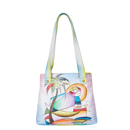 Sophisticated Hand-Painted White Tote Bag
