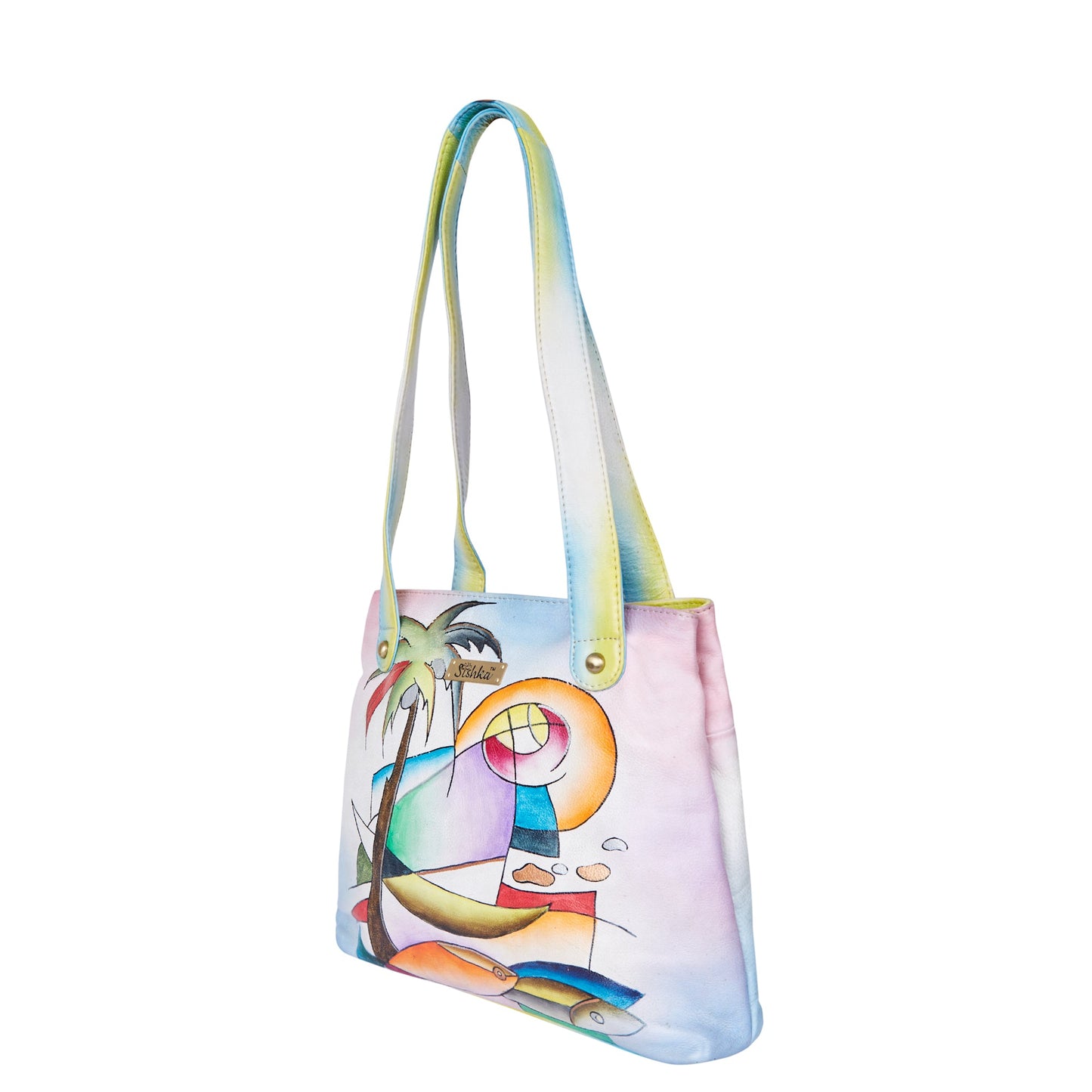 Sophisticated Hand-Painted White Tote Bag