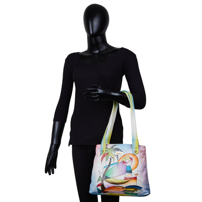 Sophisticated Hand-Painted White Tote Bag