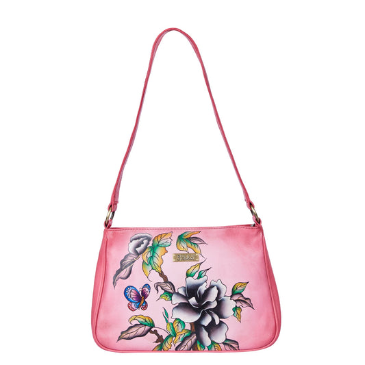 Handpainted Pink Genuine Leather Shoulder Bag