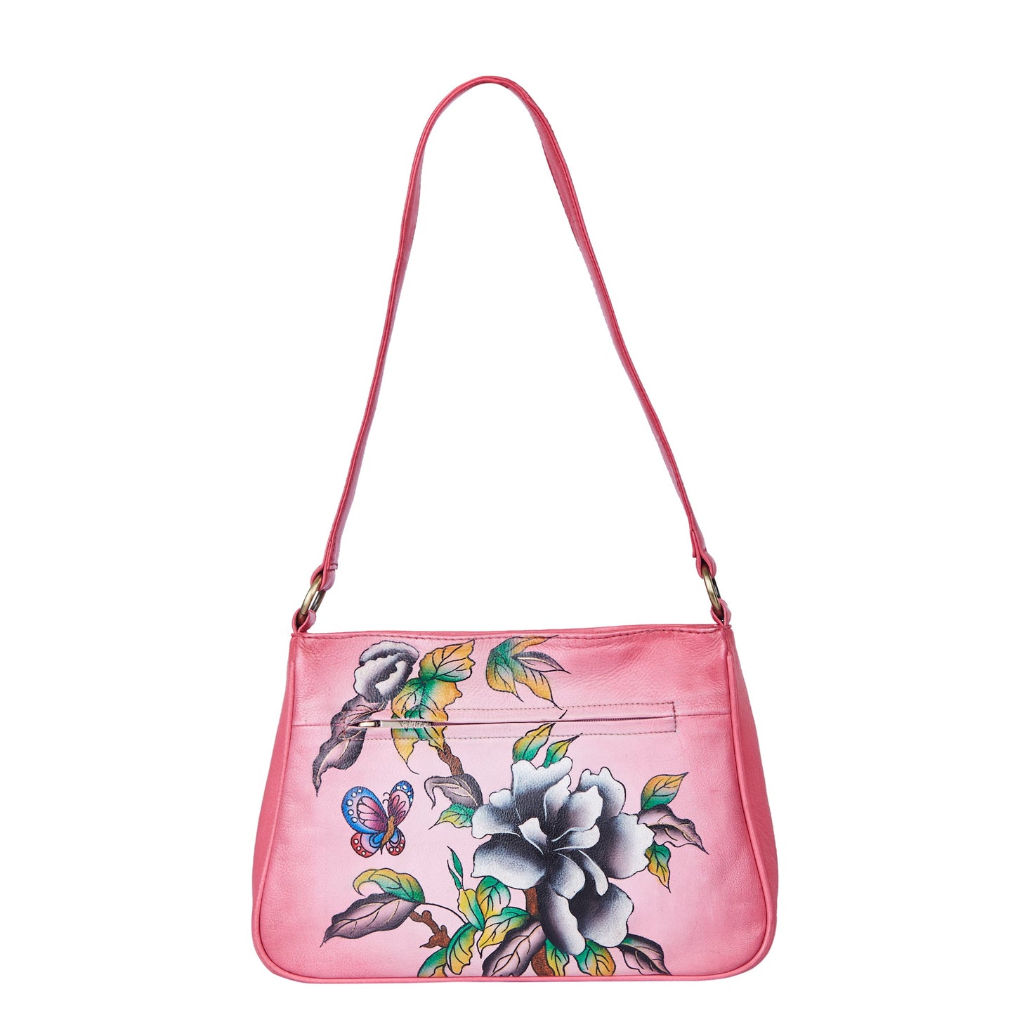 Handpainted Pink Genuine Leather Shoulder Bag