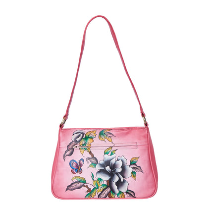 Handpainted Pink Genuine Leather Shoulder Bag