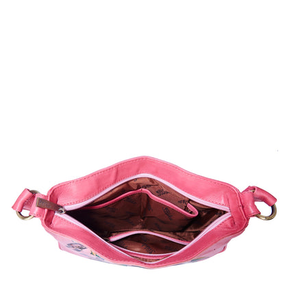 Handpainted Pink Genuine Leather Shoulder Bag