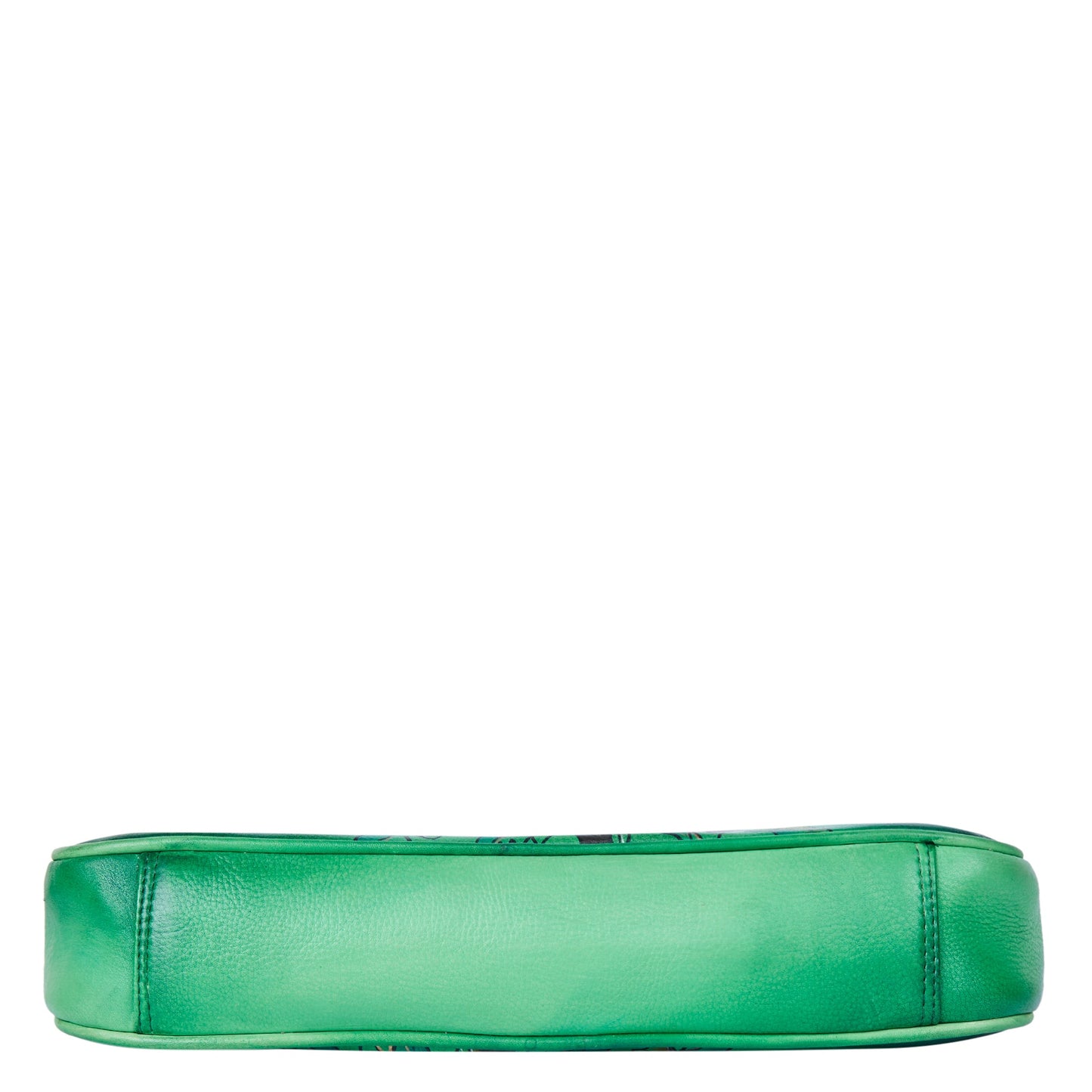 Handpainted Green Genuine Leather Shoulder Bag