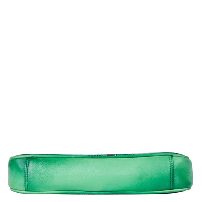 Handpainted Green Genuine Leather Shoulder Bag