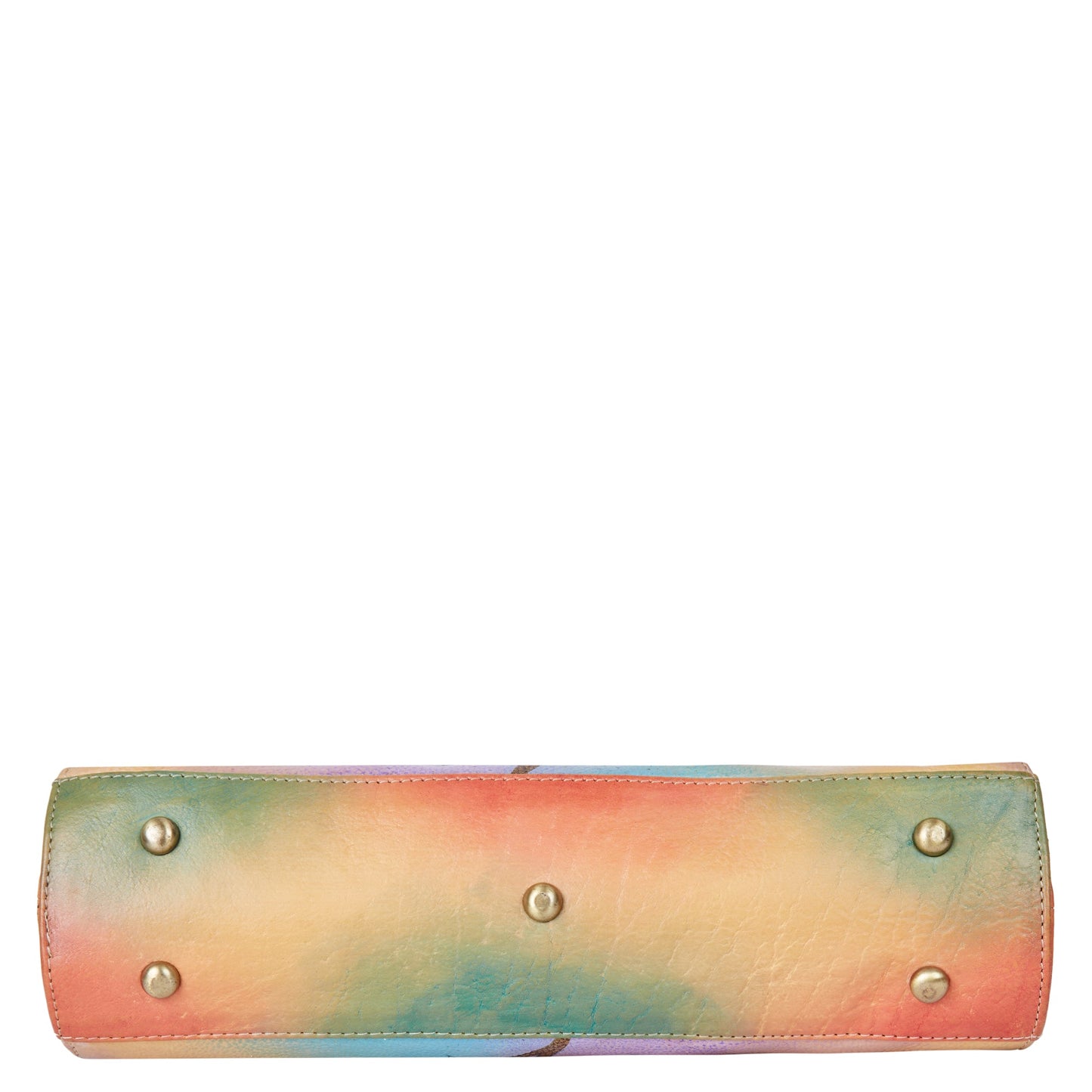 Elegant Hand-Painted Artistry and Amber Floral Design on a Leather Bag