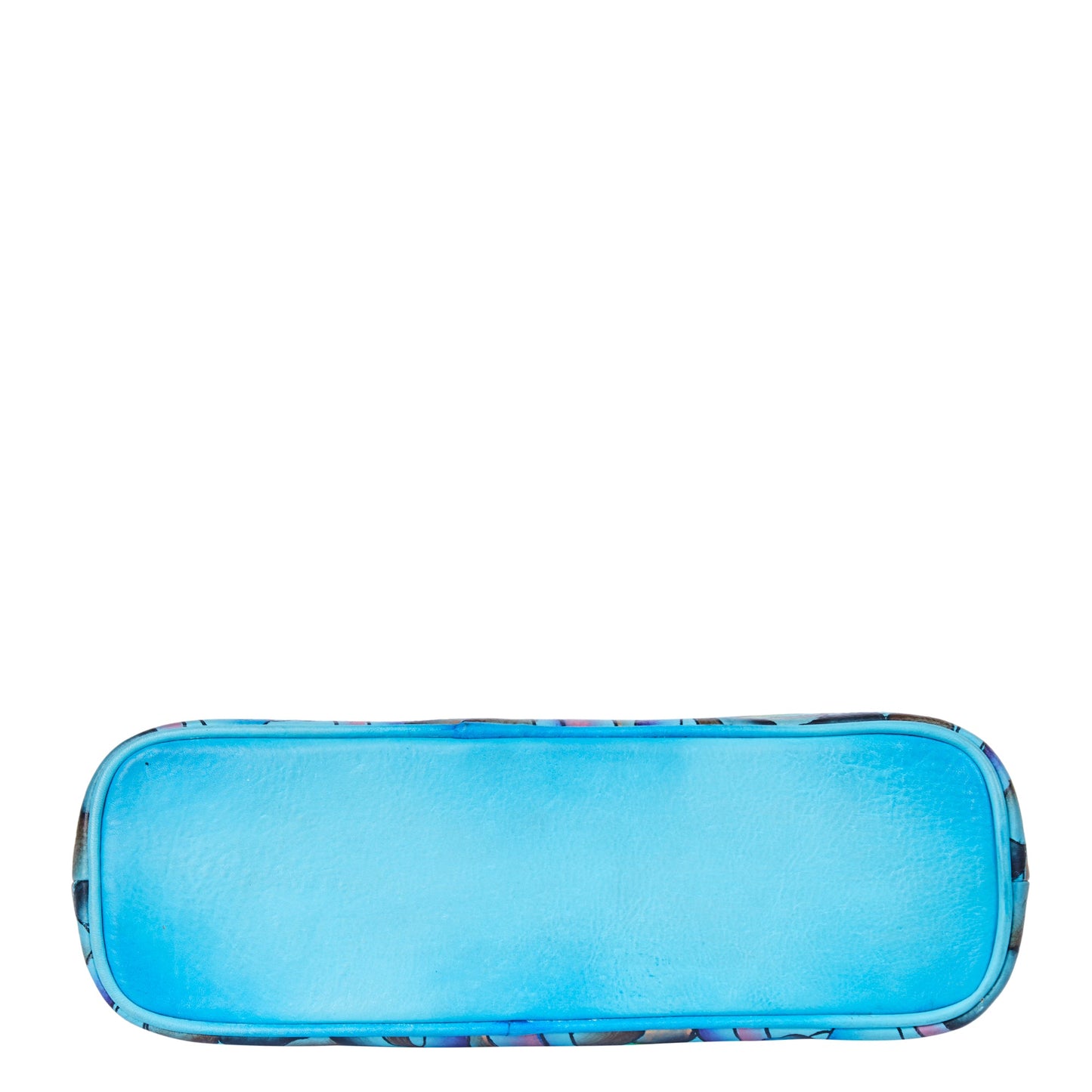 Original Handpainted Abstract Art Aqua Blue Leather Shoulder Bag