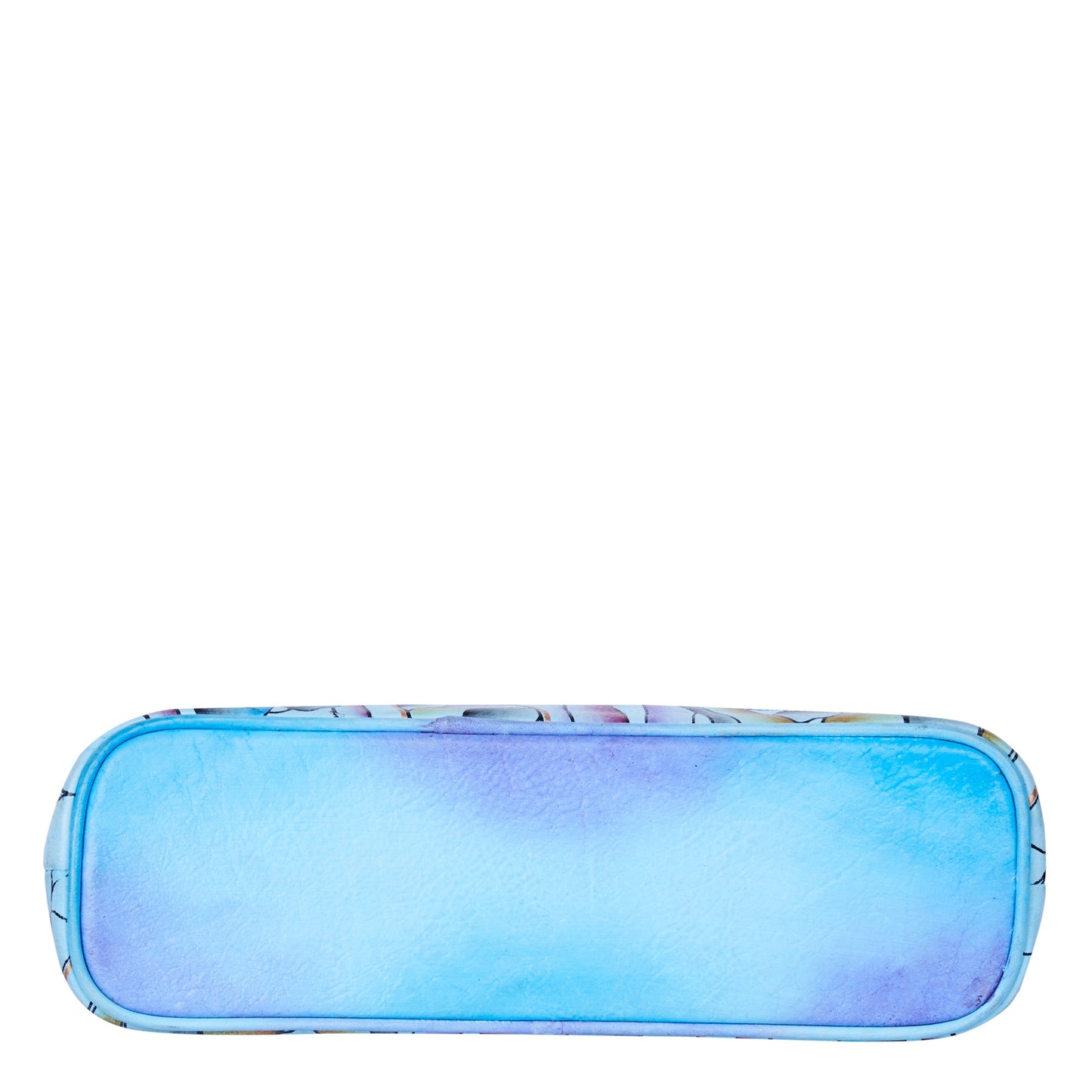 Handpainted Abstract Art Blue Leather Shoulder Bag