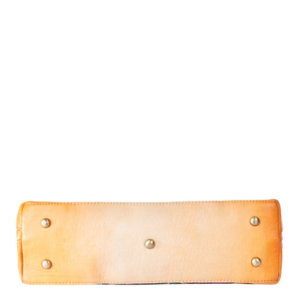 Hand-Painted Vibrant Orange Leather Shoulder Bag