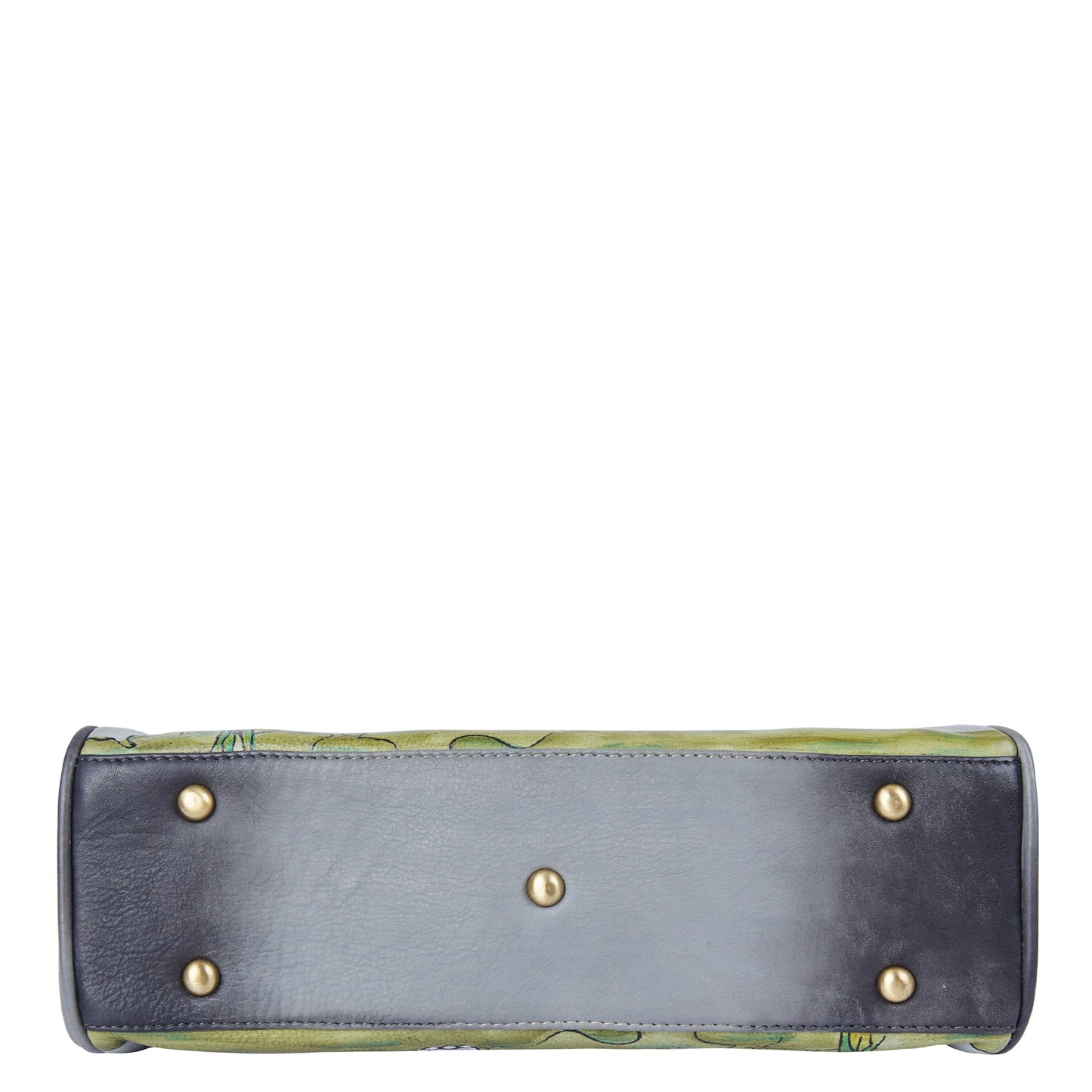 Women's Classic Black Leather Shoulder Bag with Hand-Painted Elephant