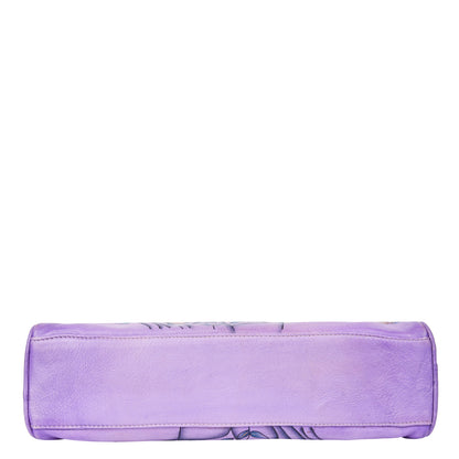 Majestic Purple Hand-Painted Leather Shoulder Bag