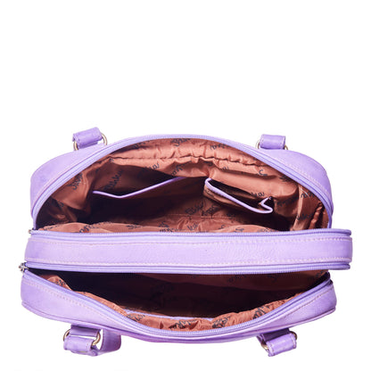Majestic Purple Hand-Painted Leather Shoulder Bag