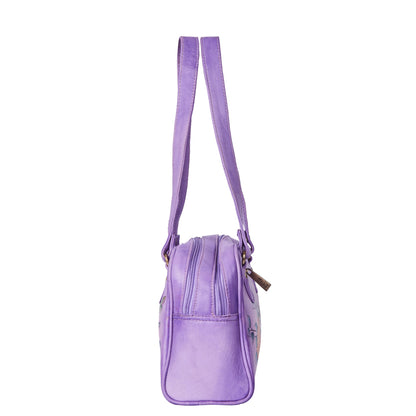 Majestic Purple Hand-Painted Leather Shoulder Bag
