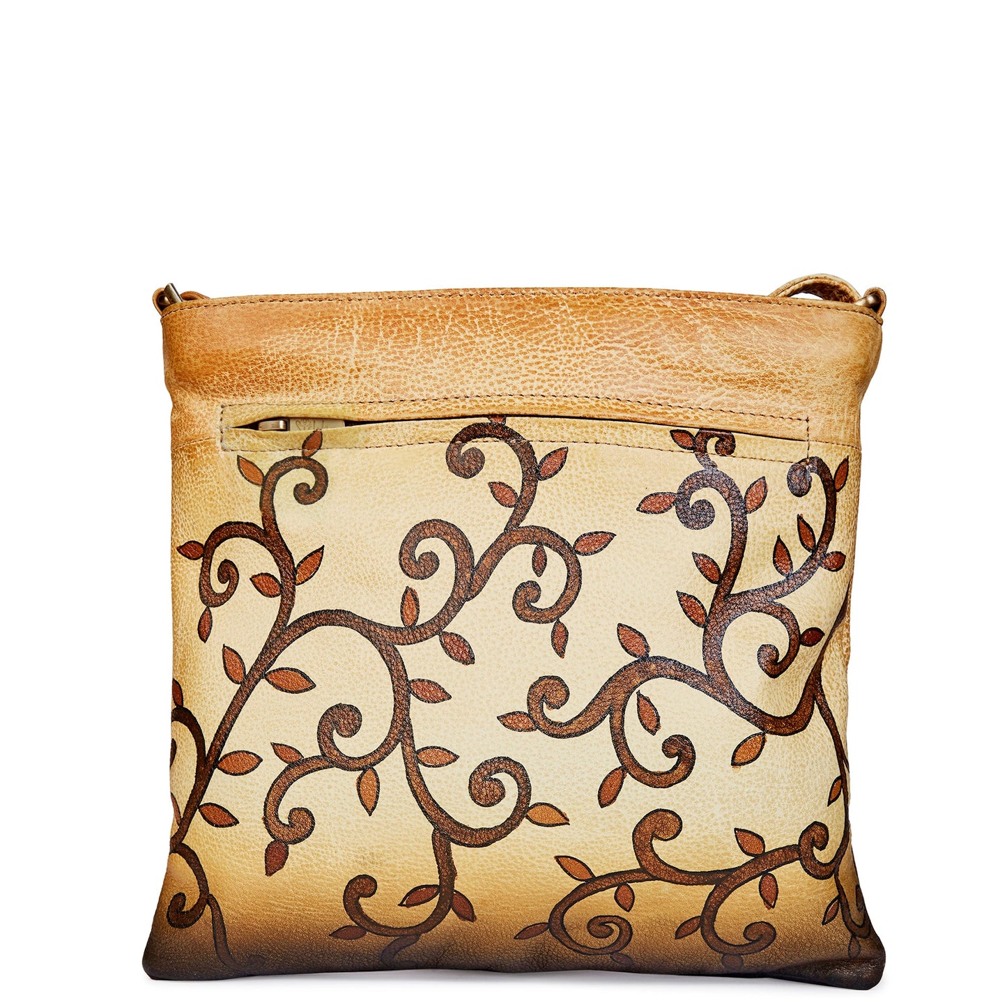 House Brown Crossbody Bag with Dual Compartments - Hand-Painted