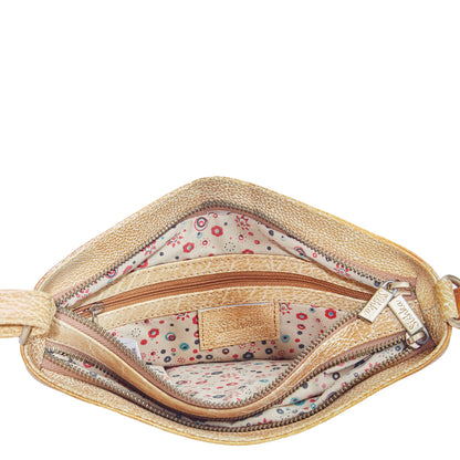 House Brown Crossbody Bag with Dual Compartments - Hand-Painted