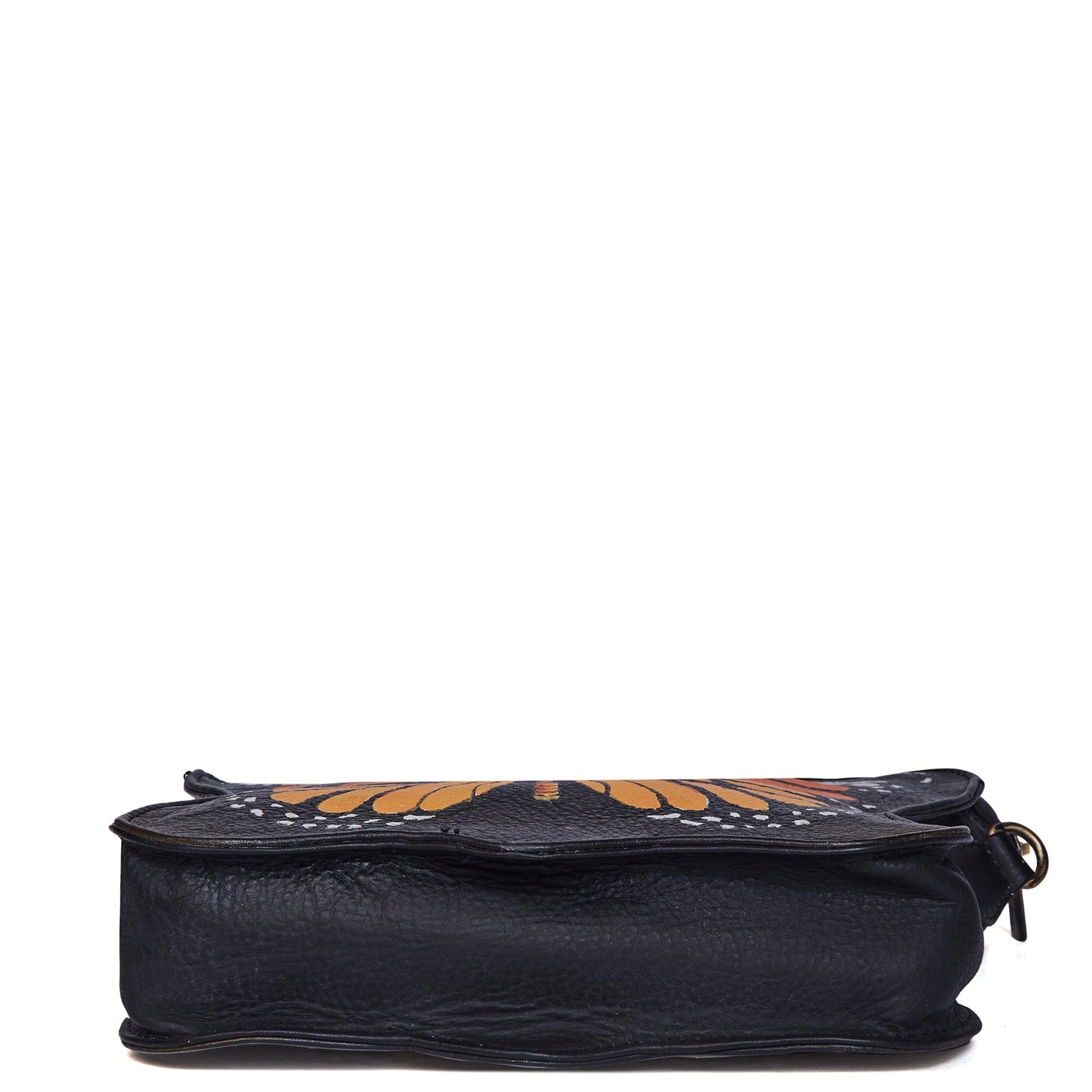 Hand Painted Orange Butterfly-Shaped Crossbody Bag