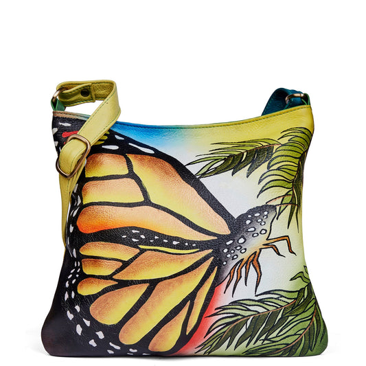Hand-Painted Butterfly Shoulder & Crossbody Bag
