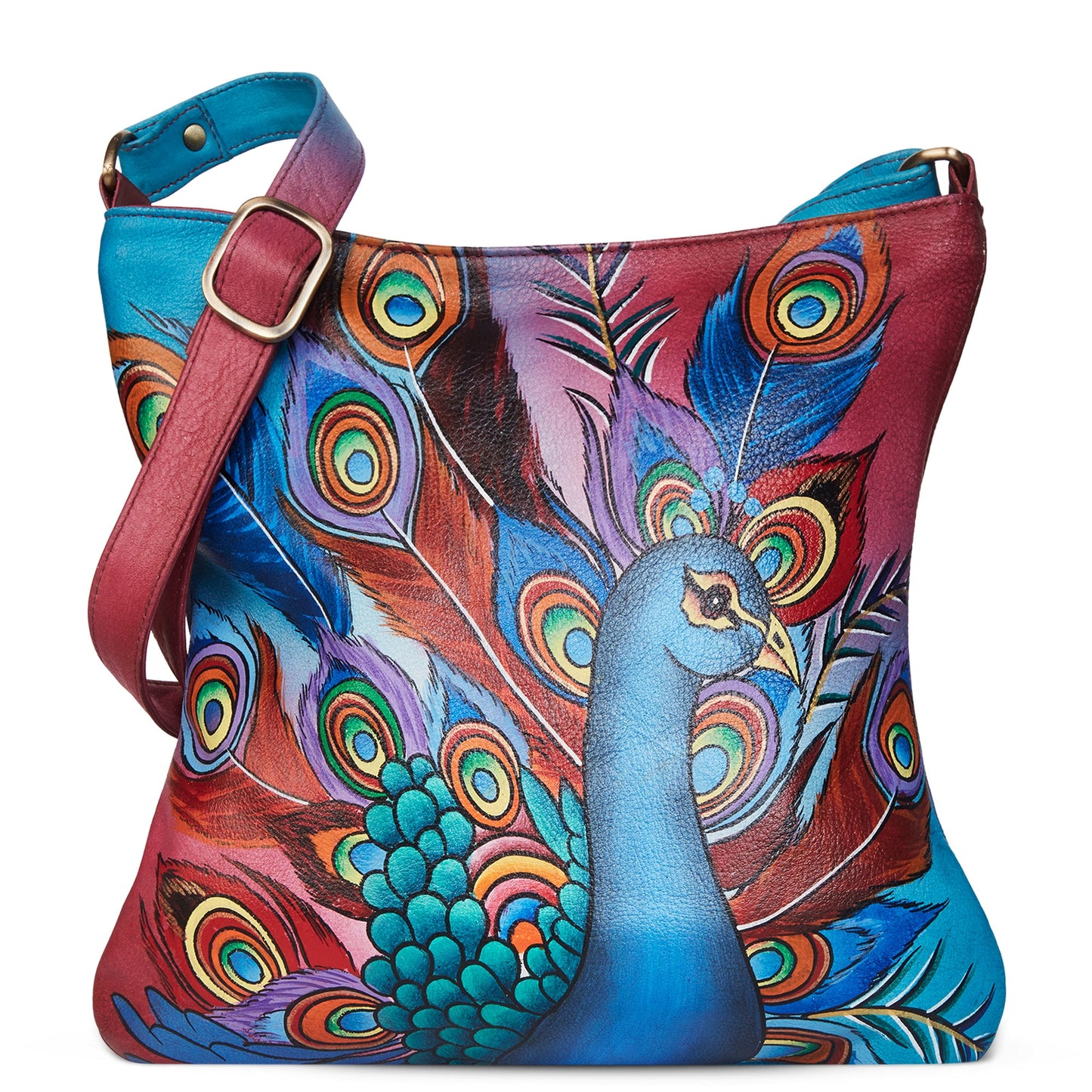 Hand-Painted Peacock Art Shoulder & Crossbody Bag