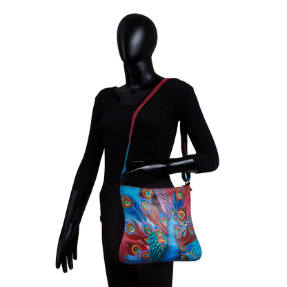 Hand-Painted Peacock Art Shoulder & Crossbody Bag