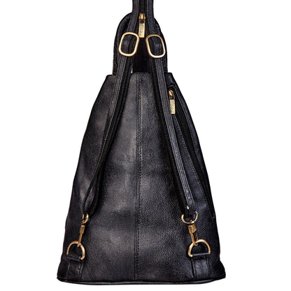 Hand-Painted Black Triangle Backpack with Convertible Straps