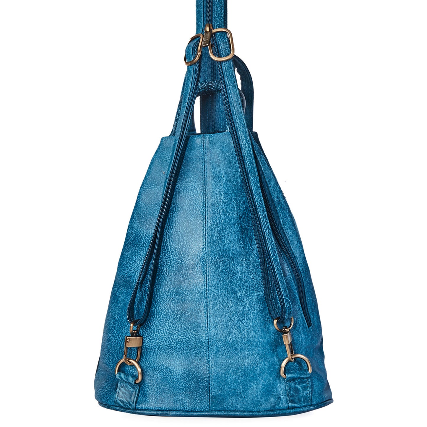 Hand-Painted Turquoise Triangle Backpack with Adjustable Straps