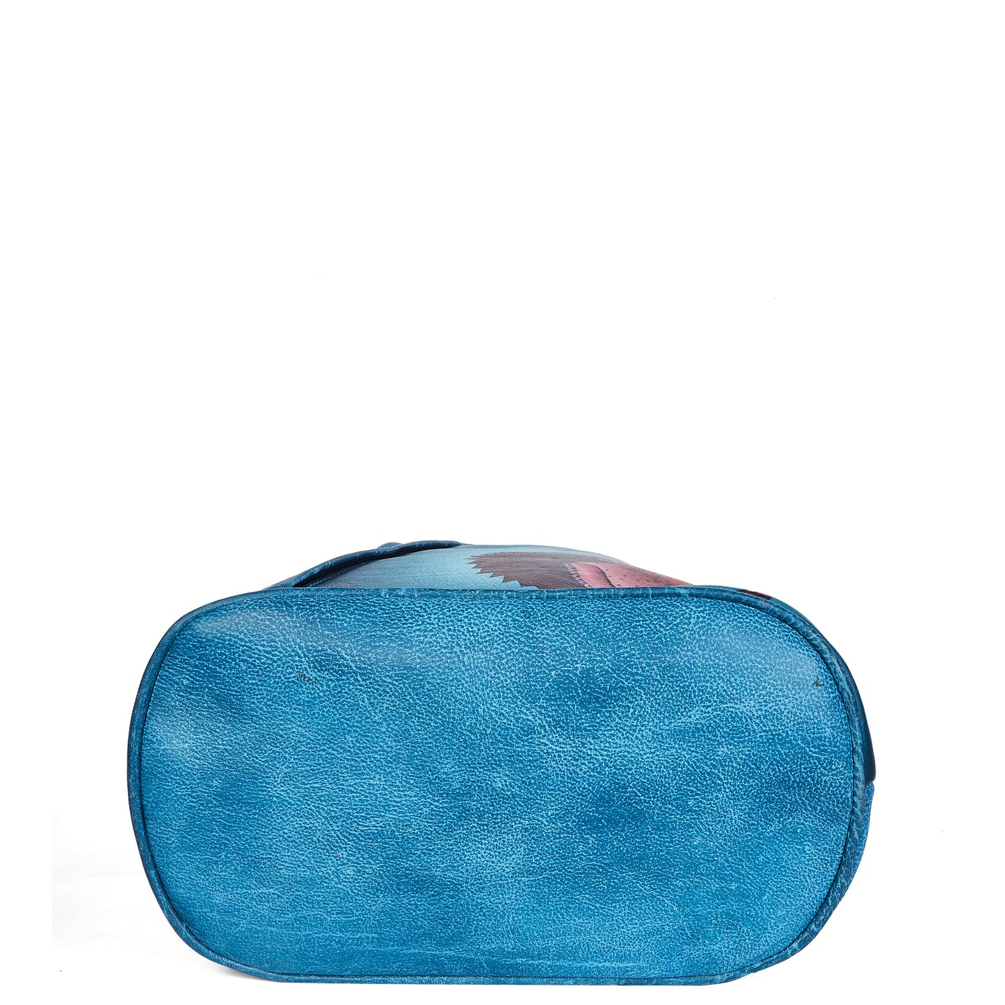 Hand-Painted Turquoise Triangle Backpack with Adjustable Straps