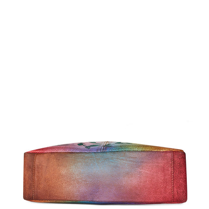 Hand-Painted Leather Shoulder Bag - Hummingbird Artwork