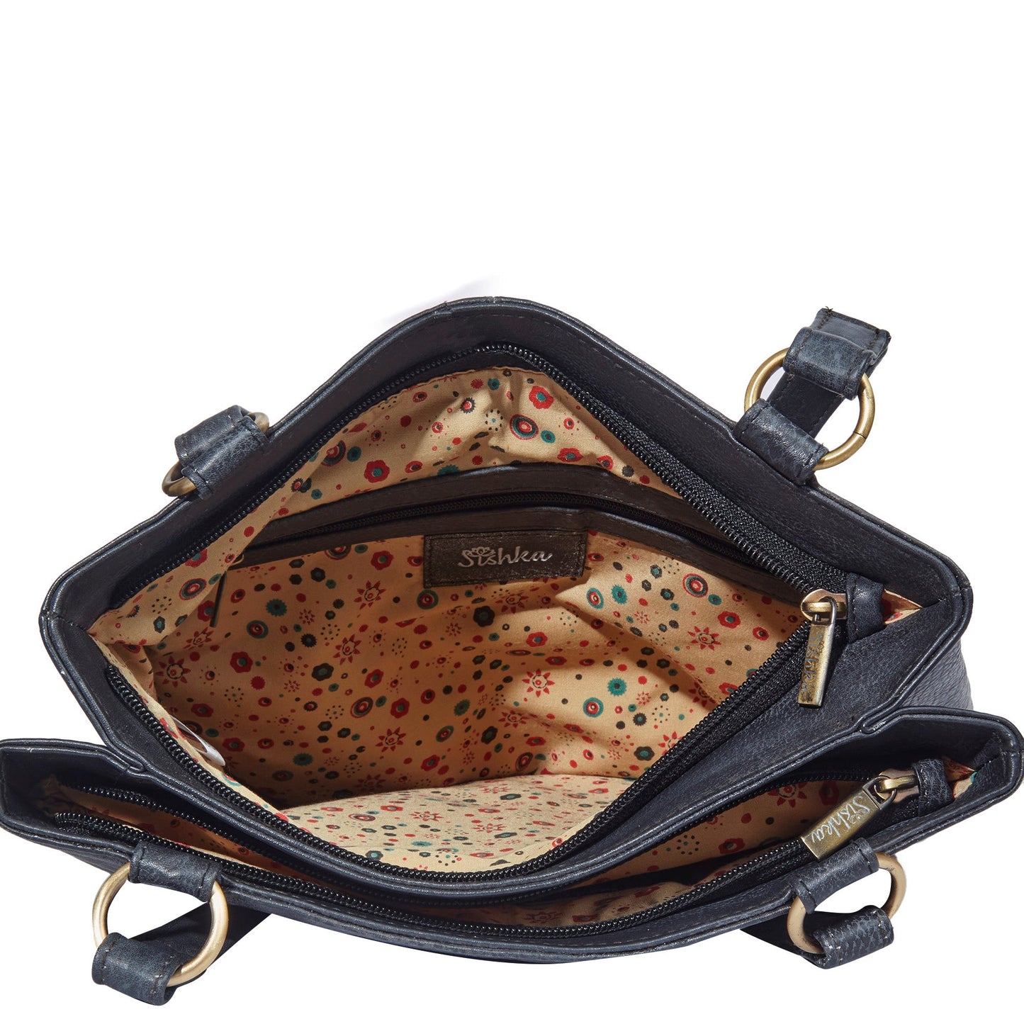 Women's Hand-Painted Leather Shoulder Bag - Paisley Artwork