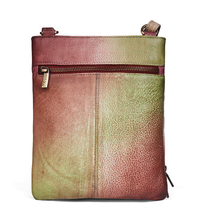 Hand Painted Abstract Crossbody with Front Zip Pocket