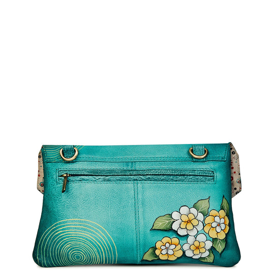 Swan Artwork Handpainted Leather Envelope Clutch Bag