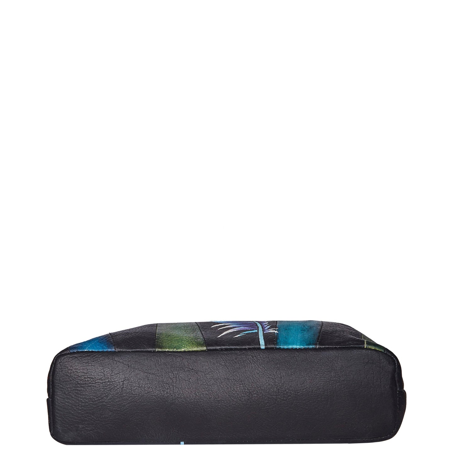 Hand-Painted Feather Artwork Crossbody Bag with Back Zip & Straps