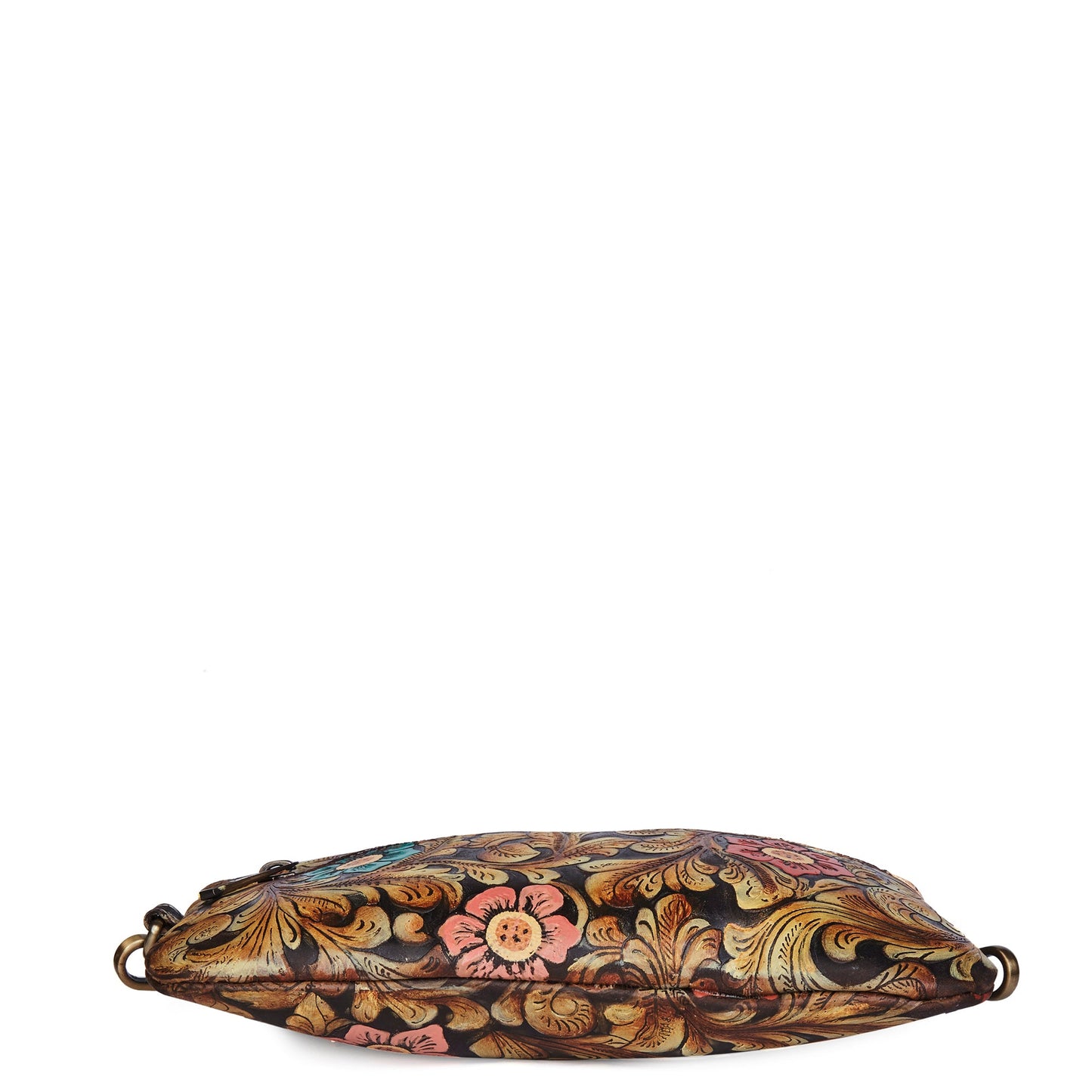 Brown Embossed Handpainted Floral Fanny Pack