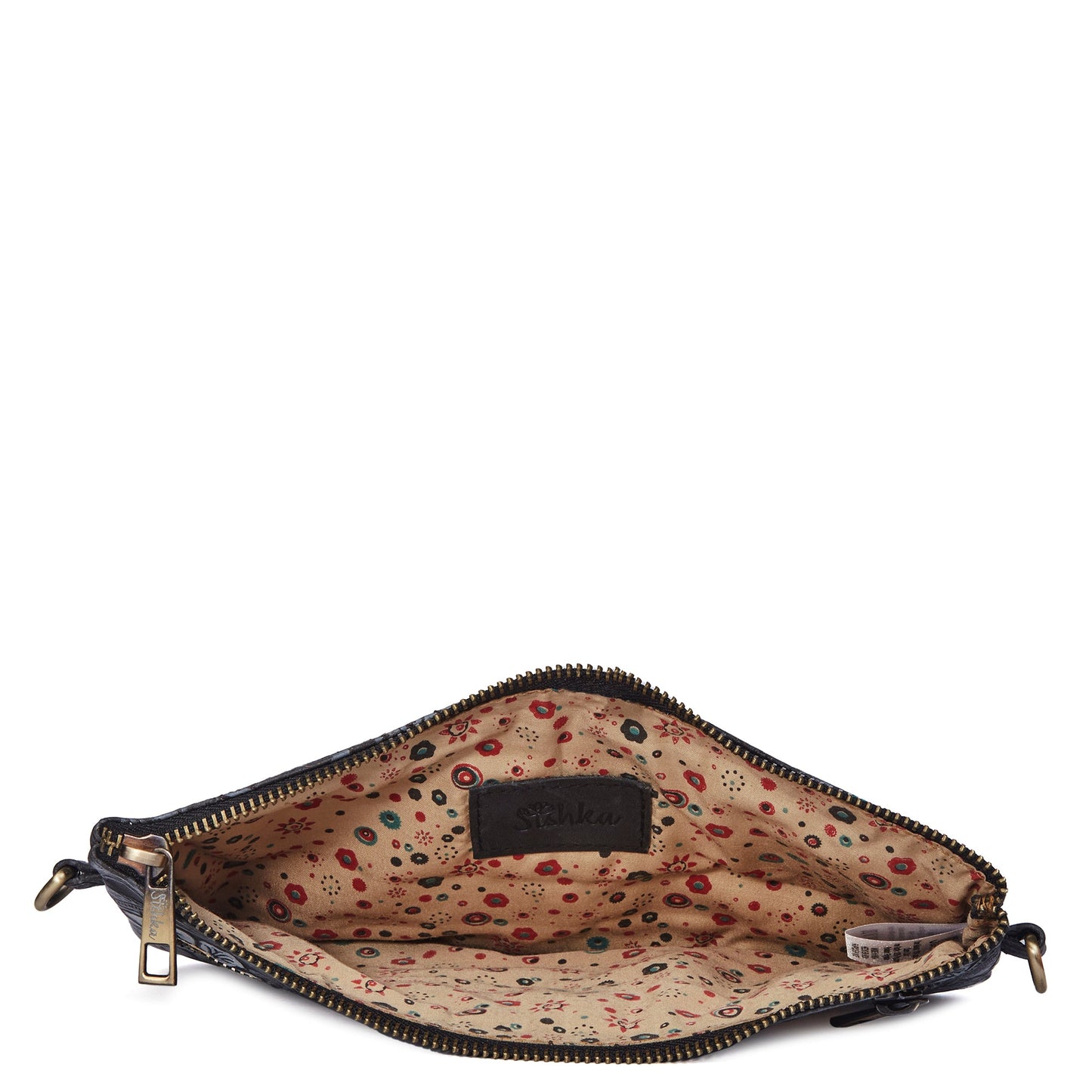 Brown Embossed Handpainted Floral Fanny Pack