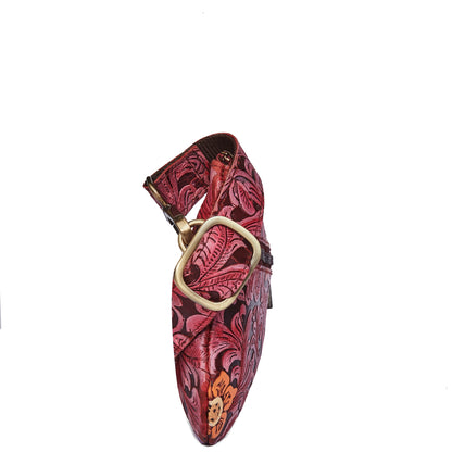 Red Floral Embossed Handpainted Fanny Pack