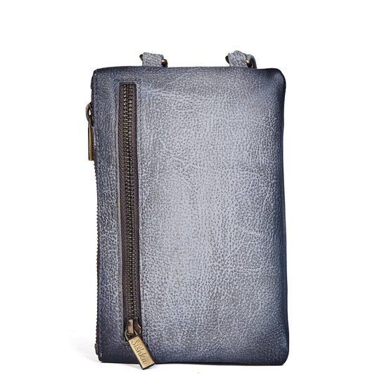 Hand-Painted Leather Phone Wallet for Women, Cross body Cell Phone Bag with Strap, Stylish Purse