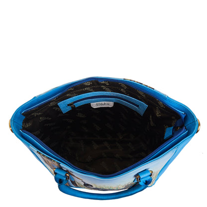 Crow Art Hand-Painted Leather Carry-All Satchel Shoulder Bag